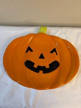 Ceramic Jack-O'-Lantern Serving Platter - Orange